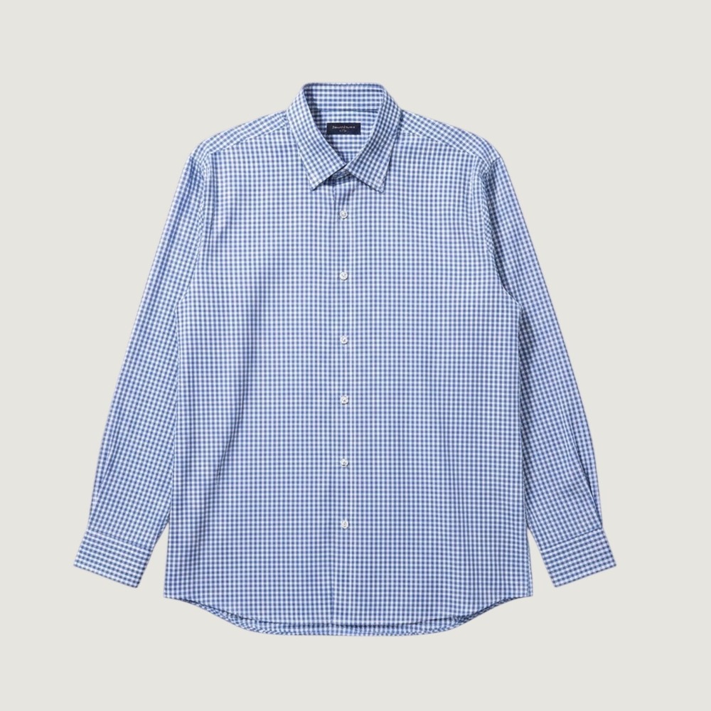 UNTUCKit Mens XX-Large Blue White Gingham Cotton Long Sleeve Button Down Shirt
